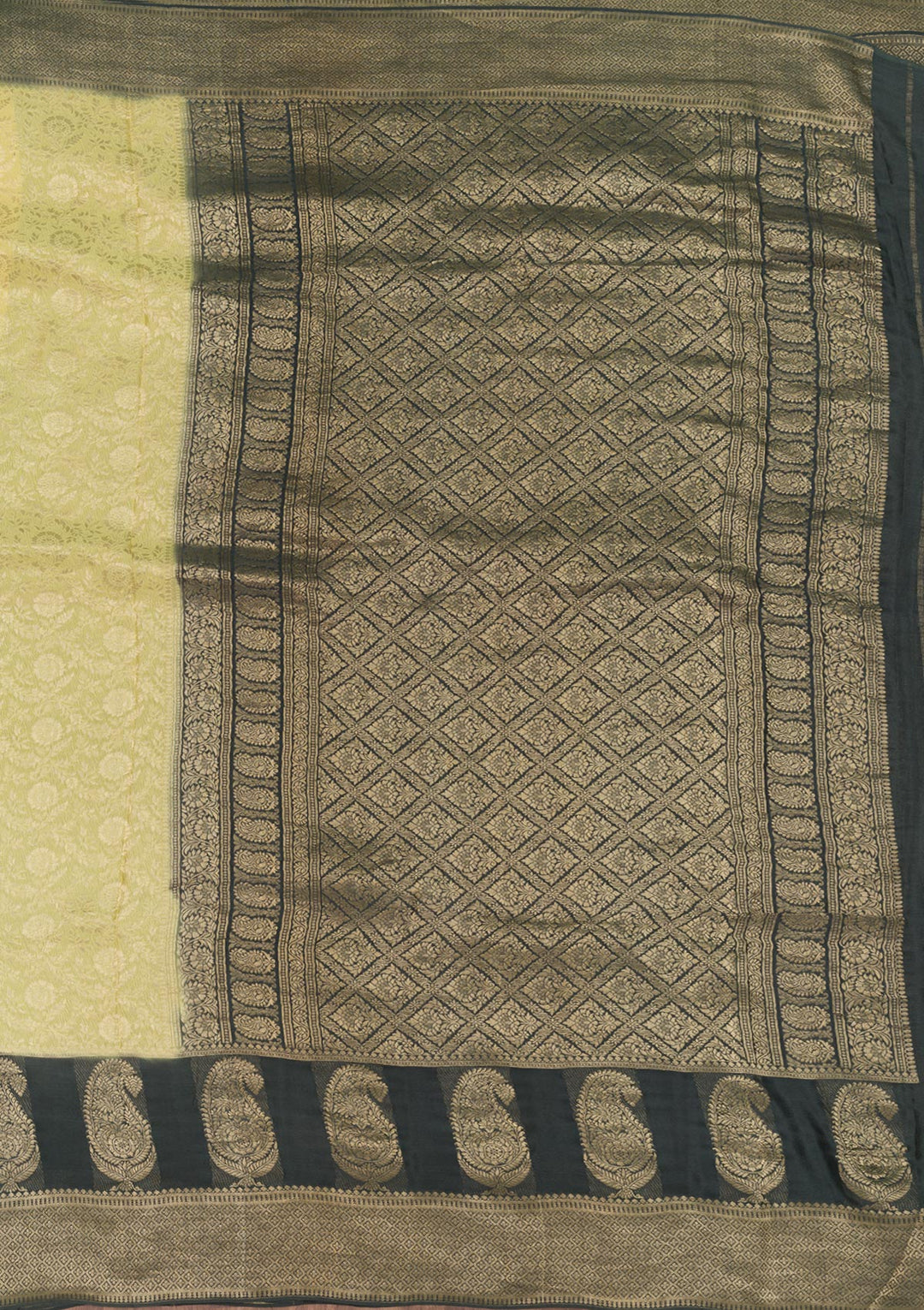 Pista Green Zariwork Pure Silk Saree-Koskii