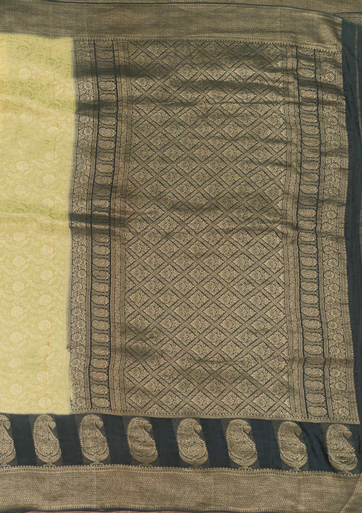 Pista Green Zariwork Pure Silk Saree-Koskii