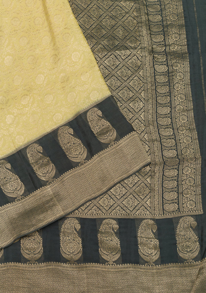 Pista Green Zariwork Pure Silk Saree-Koskii