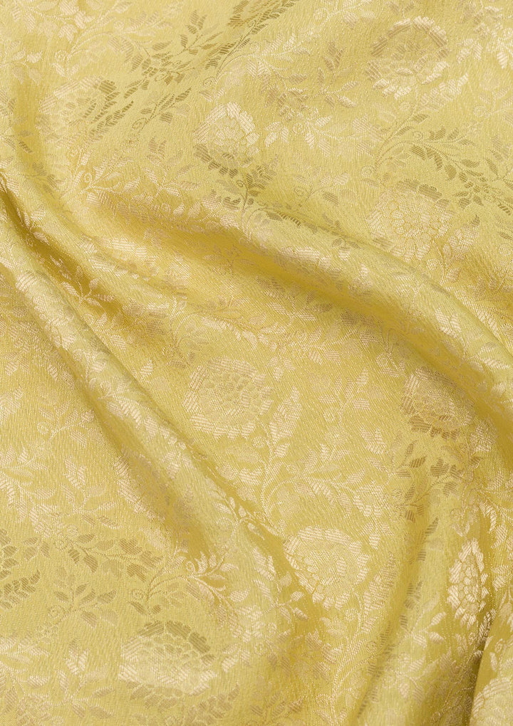Pista Green Zariwork Pure Silk Saree-Koskii