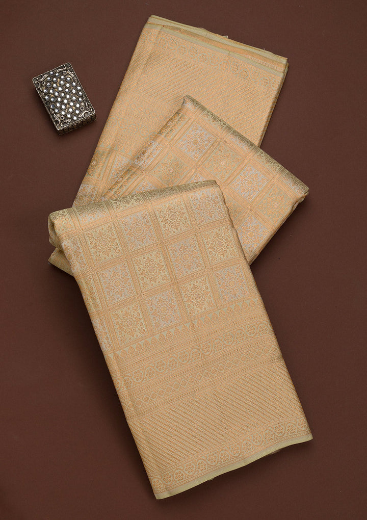 Pista Green Zariwork Pure Silk Saree-Koskii