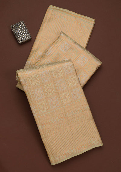 Pista Green Zariwork Pure Silk Saree-Koskii