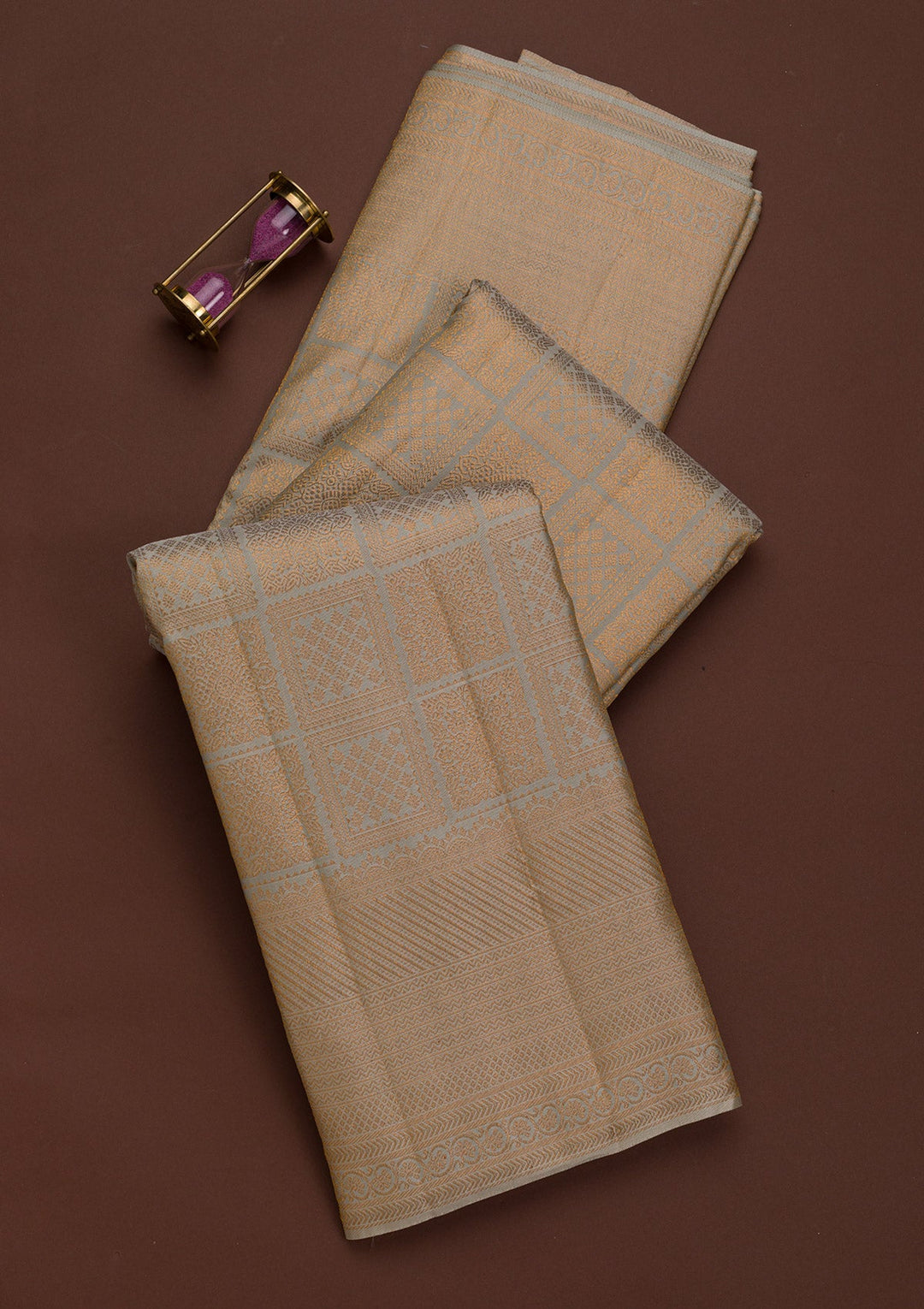 Little Grey Zariwork Pure Silk Saree-Koskii