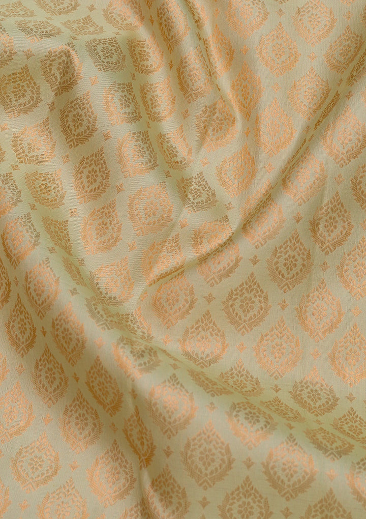 Pista Green Zariwork Pure Silk Saree-Koskii