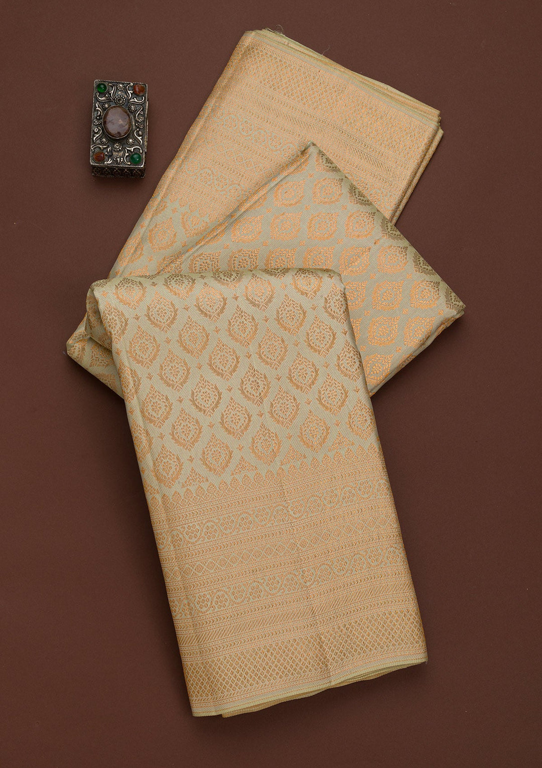 Pista Green Zariwork Pure Silk Saree-Koskii