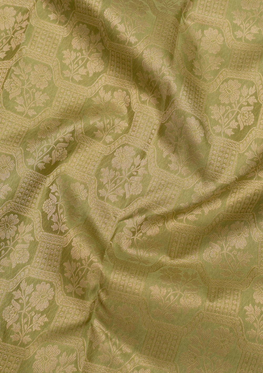 Pista Green Zariwork Pure Silk Saree-Koskii
