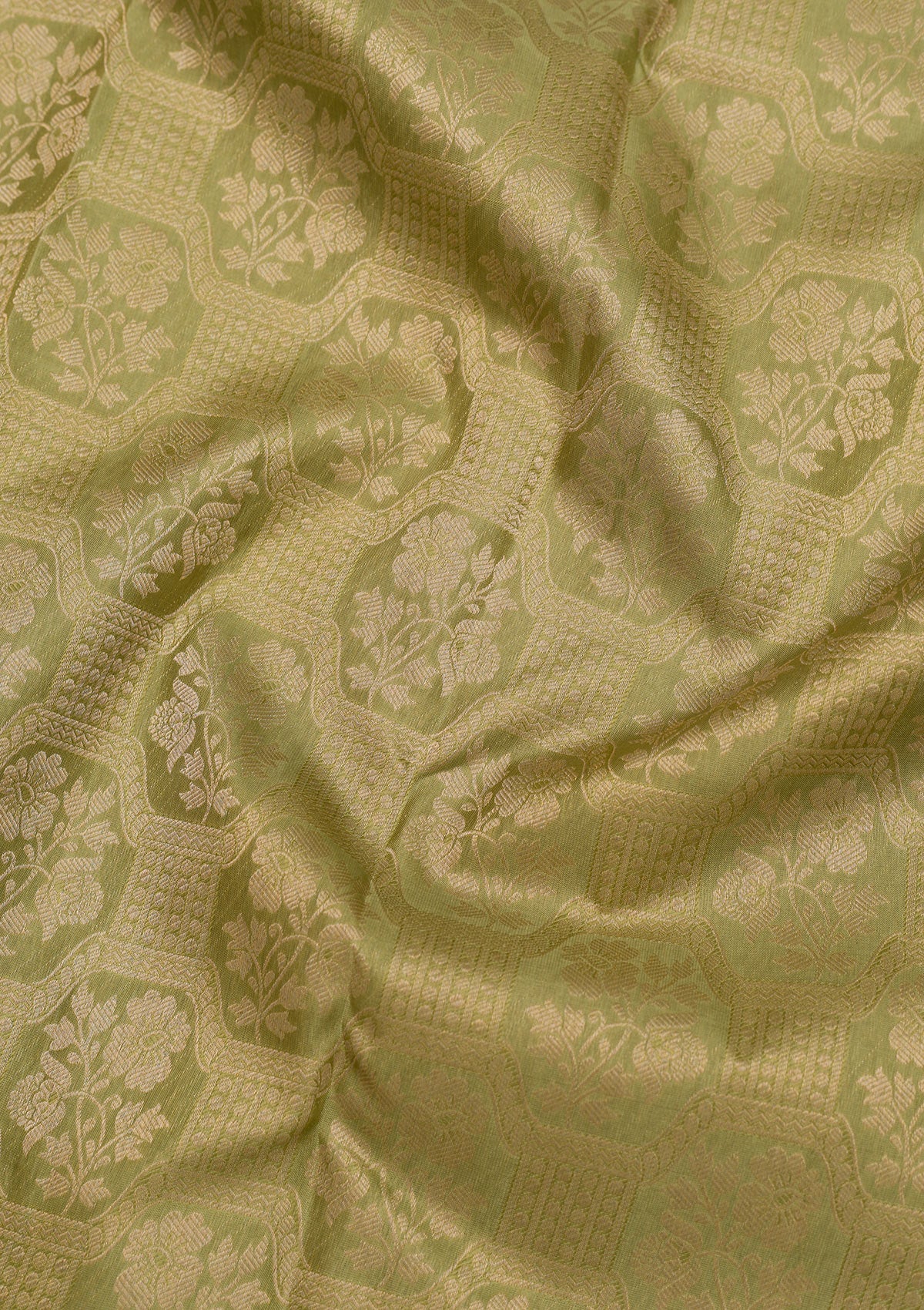 Pista Green Zariwork Pure Silk Saree-Koskii
