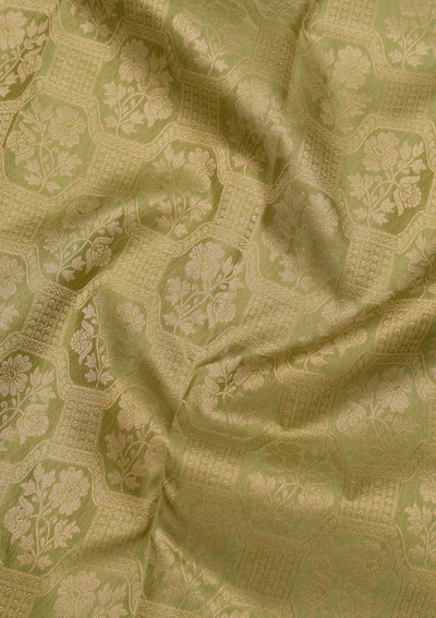 Pista Green Zariwork Pure Silk Saree-Koskii