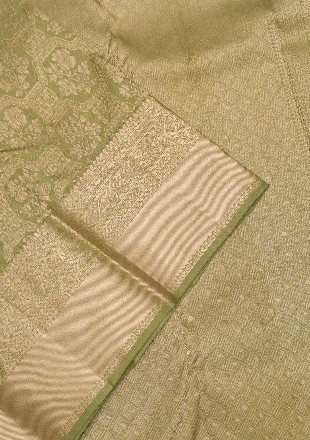 Pista Green Zariwork Pure Silk Saree-Koskii