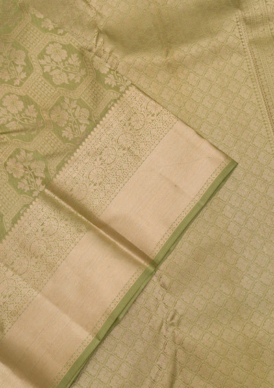 Pista Green Zariwork Pure Silk Saree-Koskii