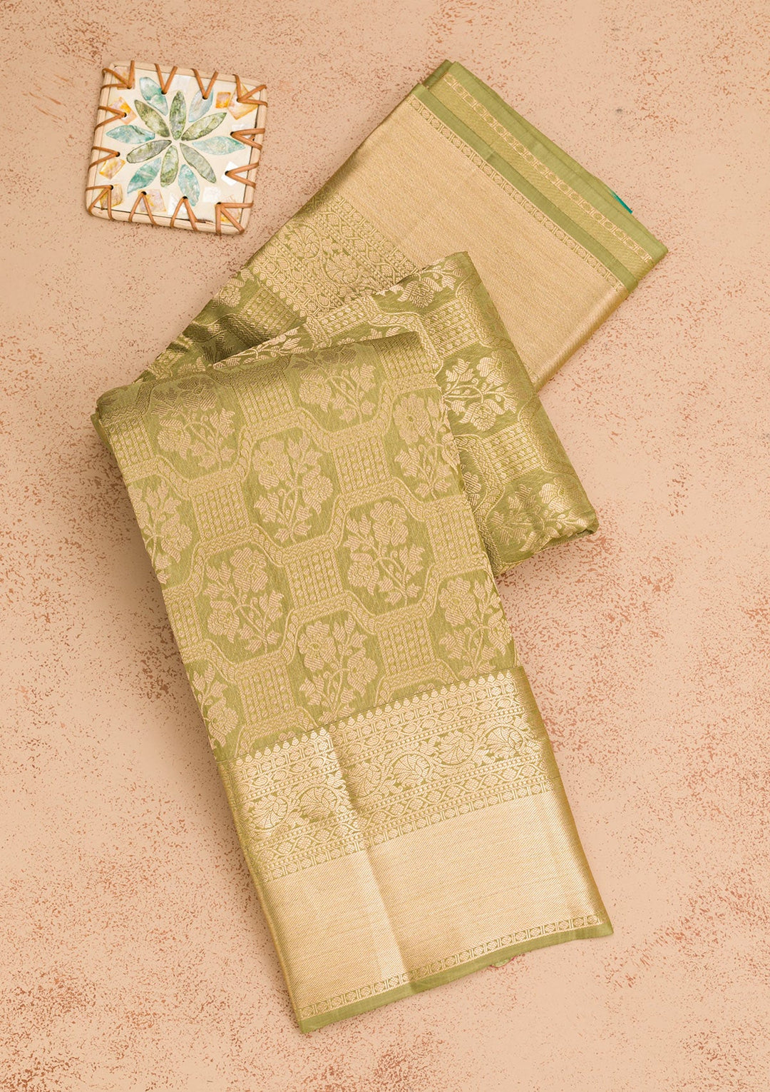 Pista Green Zariwork Pure Silk Saree-Koskii