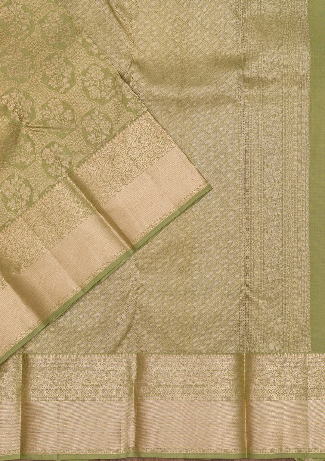 Pista Green Zariwork Pure Silk Saree-Koskii