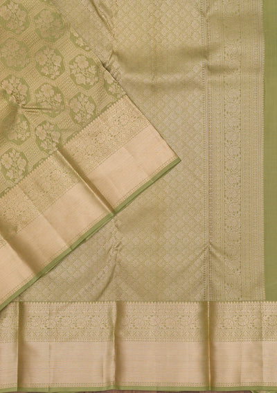 Pista Green Zariwork Pure Silk Saree-Koskii