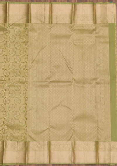Pista Green Zariwork Pure Silk Saree-Koskii