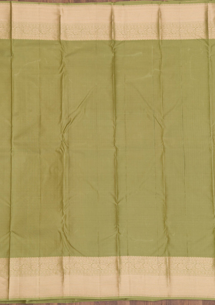 Pista Green Zariwork Pure Silk Saree-Koskii