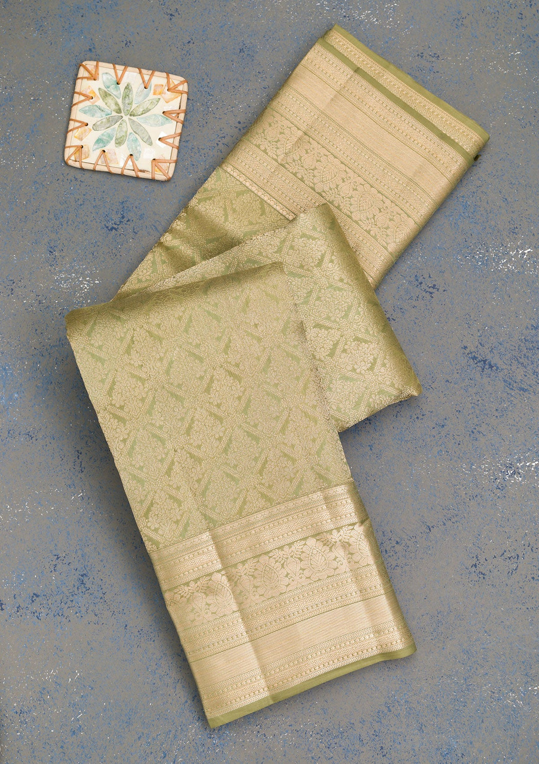 Pista Green Zariwork Pure Silk Saree-Koskii