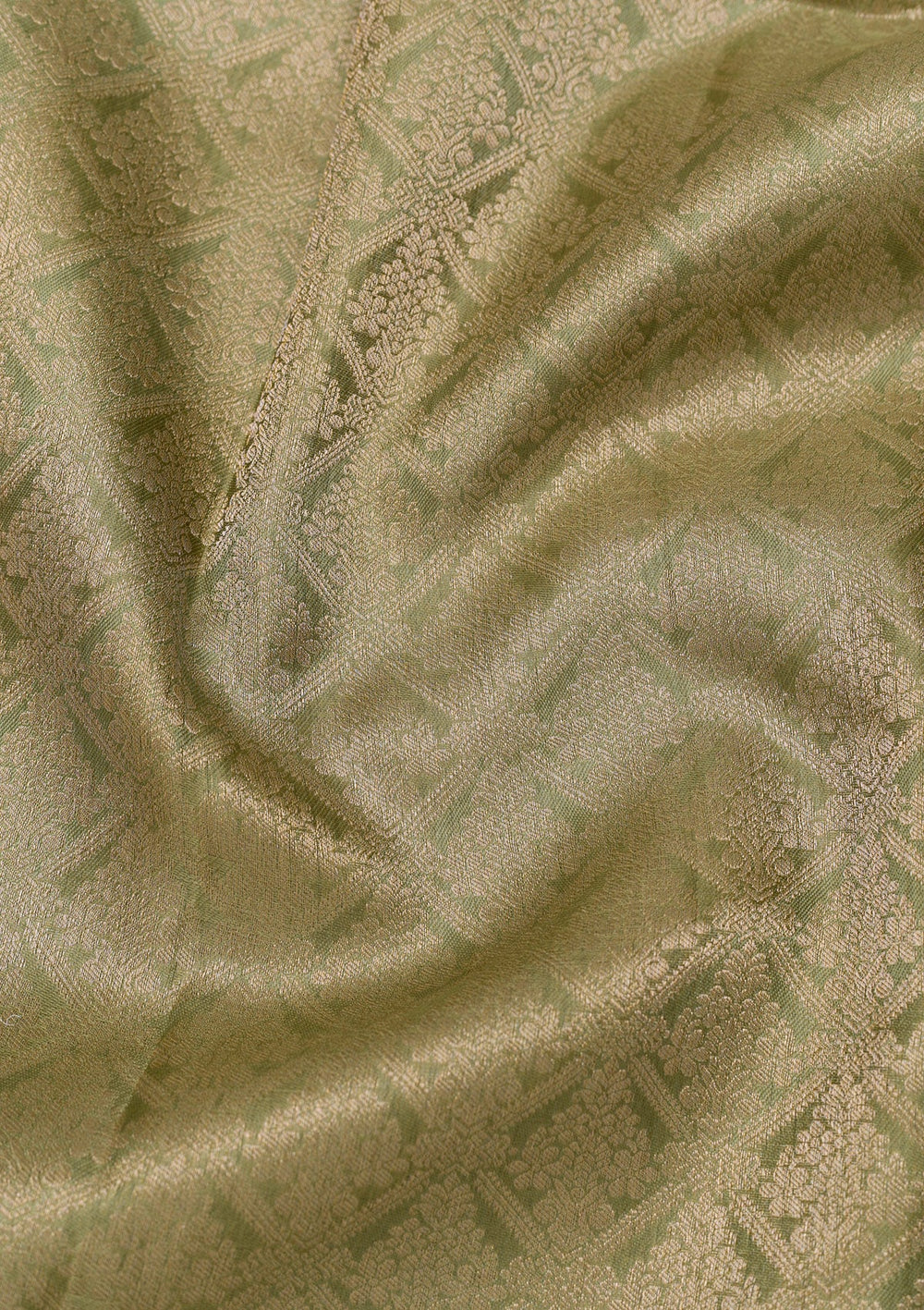 Pista Green Zariwork Pure Silk Saree-Koskii