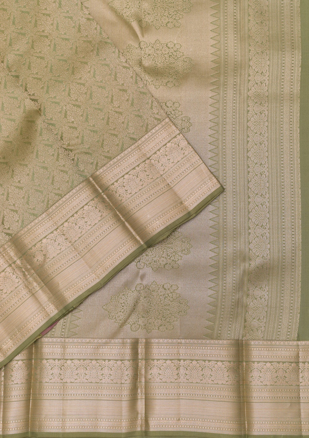 Pista Green Zariwork Pure Silk Saree-Koskii