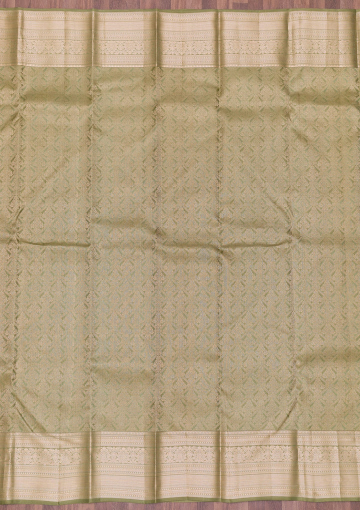 Pista Green Zariwork Pure Silk Saree-Koskii