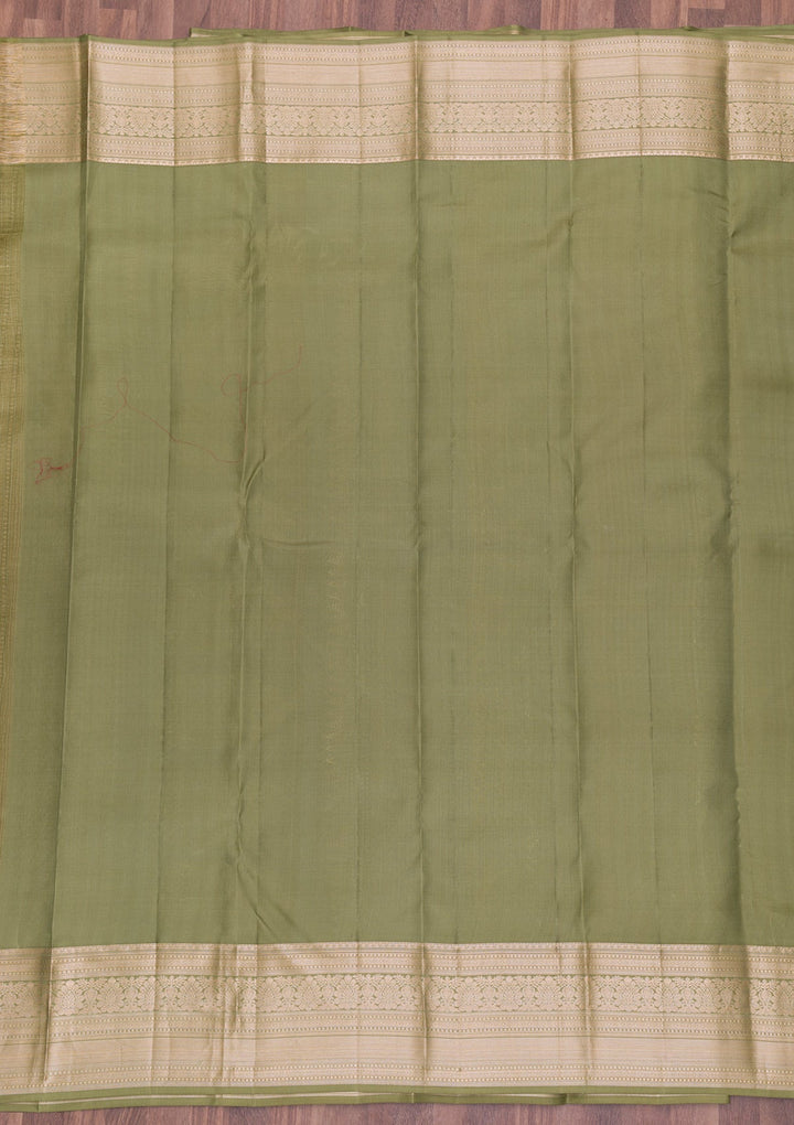 Pista Green Zariwork Pure Silk Saree-Koskii