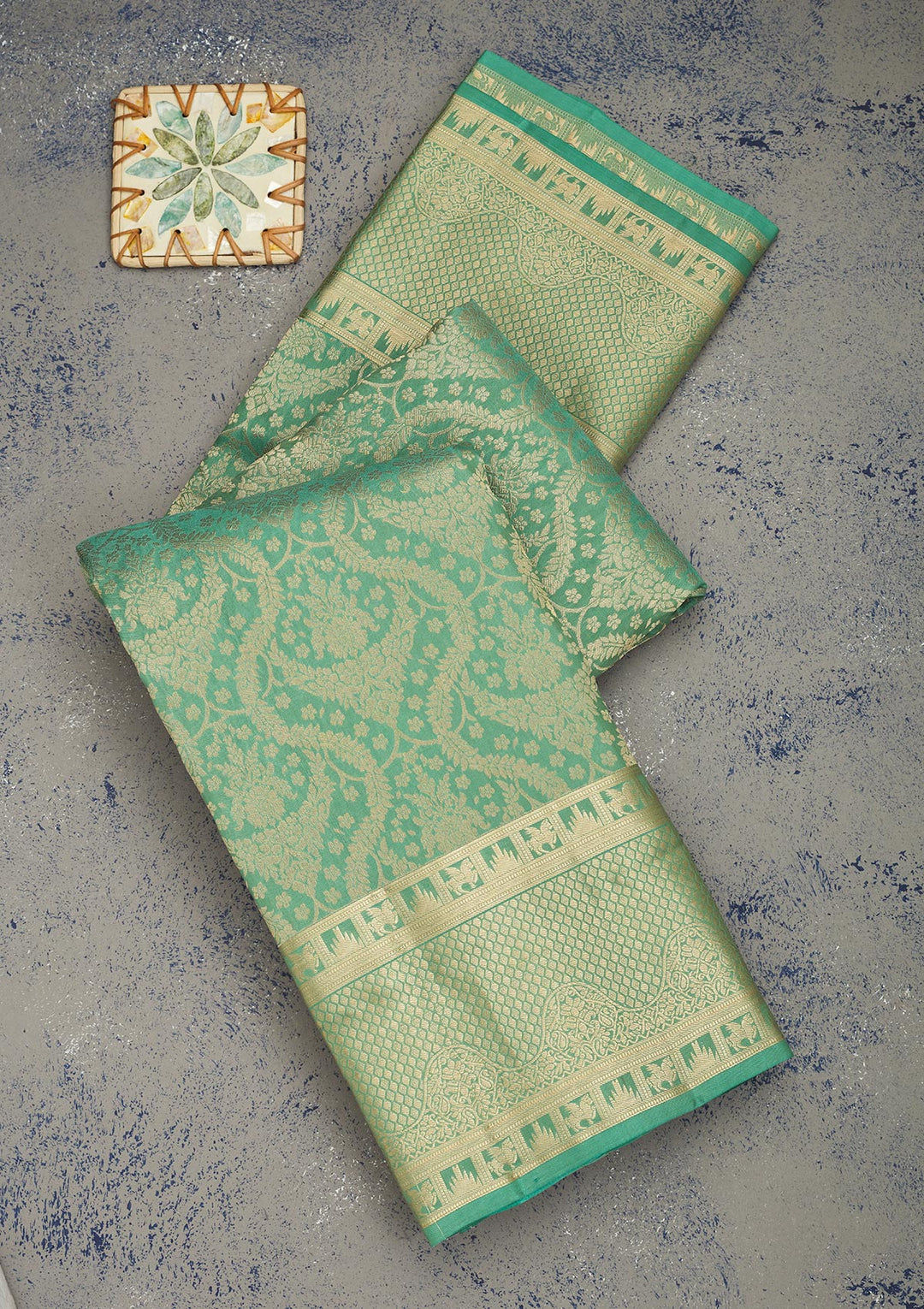 Pista Green Zariwork Pure Silk Saree-Koskii