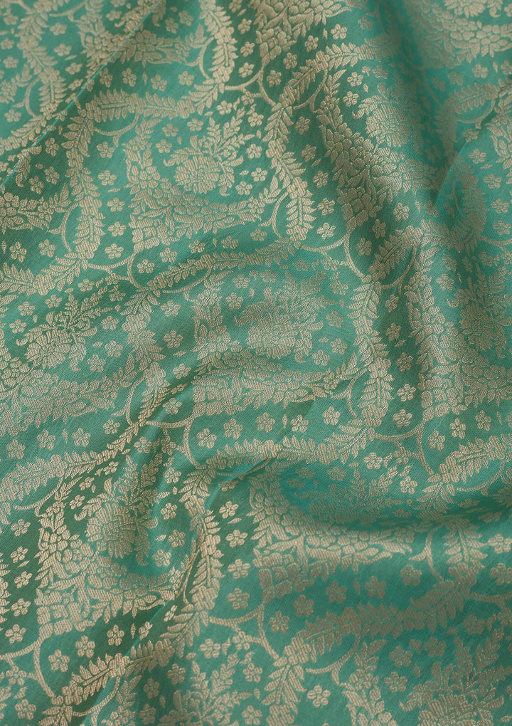 Pista Green Zariwork Pure Silk Saree-Koskii