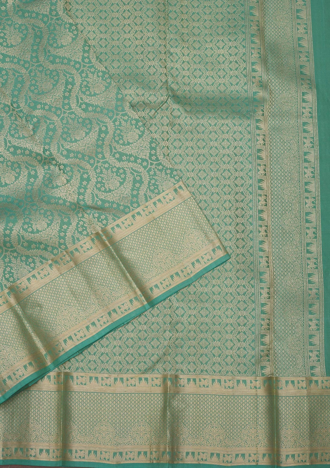 Pista Green Zariwork Pure Silk Saree-Koskii