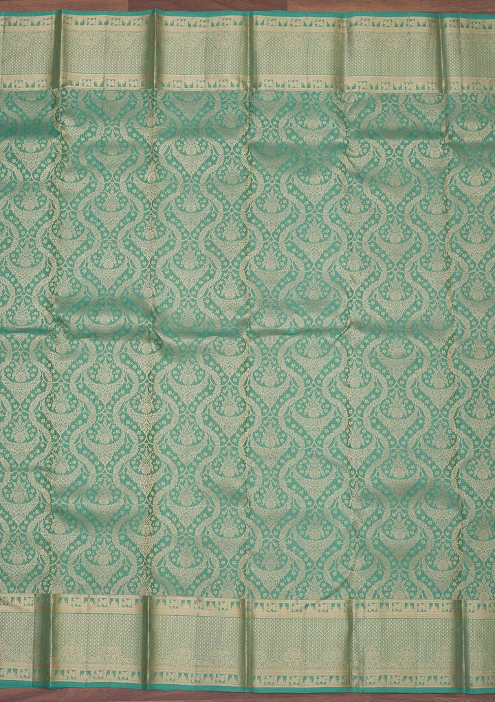 Pista Green Zariwork Pure Silk Saree-Koskii