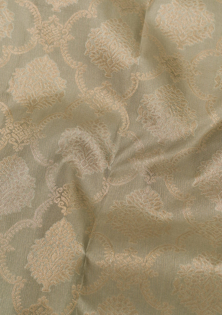 Pista Green Zariwork Pure Silk Saree-Koskii