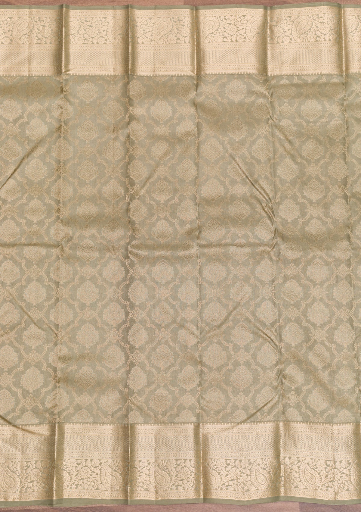 Pista Green Zariwork Pure Silk Saree-Koskii