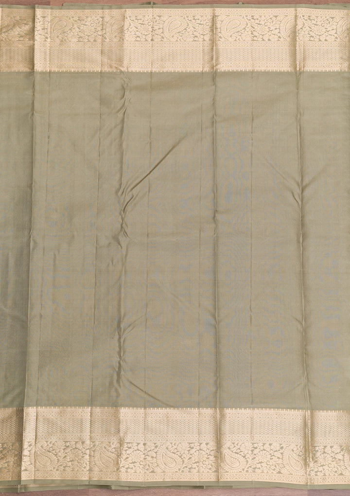 Pista Green Zariwork Pure Silk Saree-Koskii