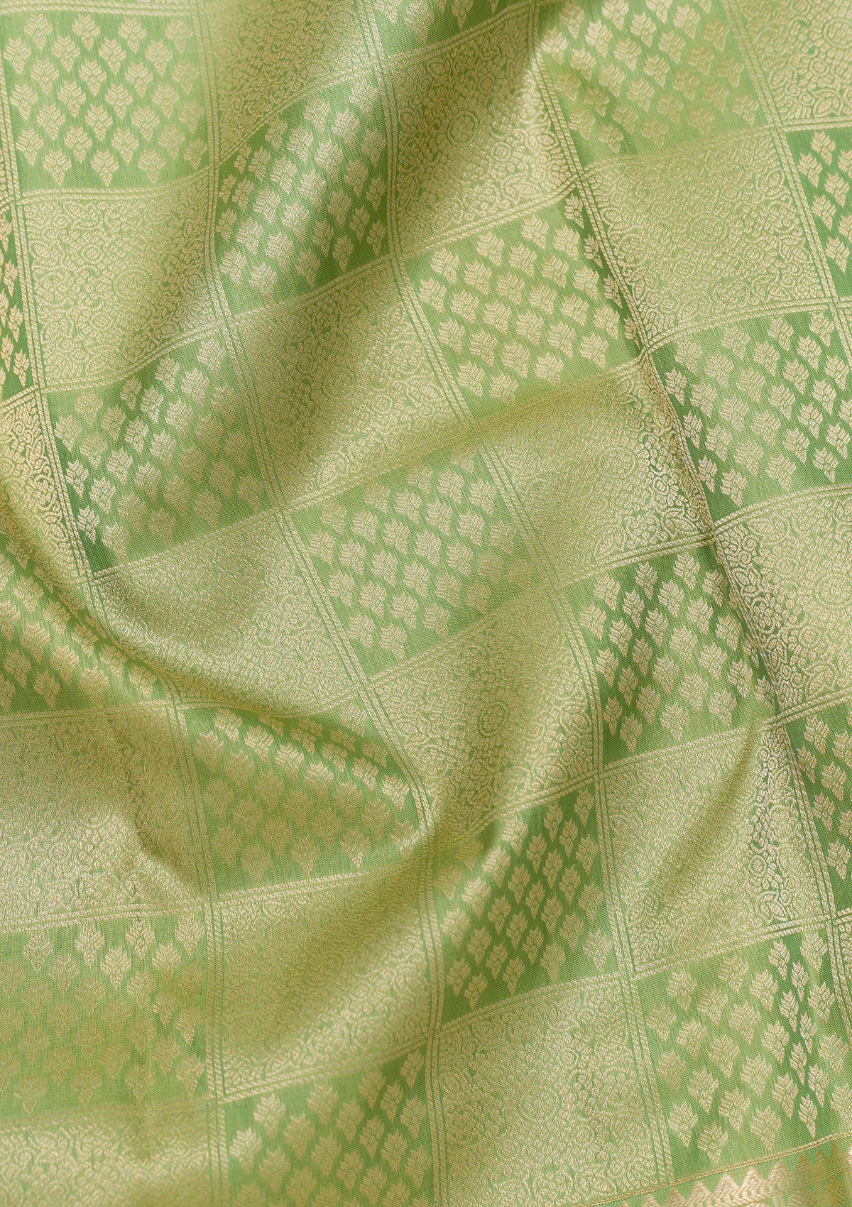 Pista Green Zariwork Pure Silk Saree-Koskii
