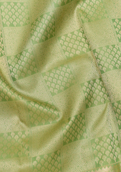 Pista Green Zariwork Pure Silk Saree-Koskii
