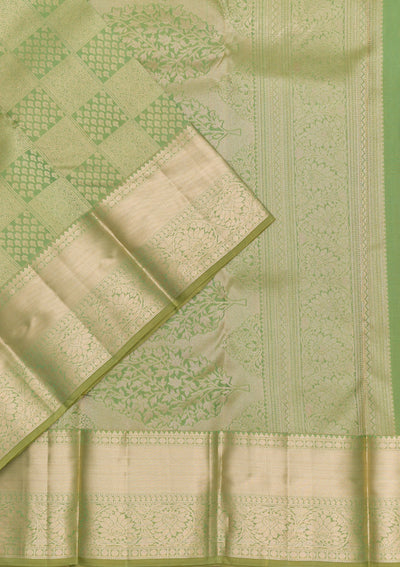 Pista Green Zariwork Pure Silk Saree-Koskii