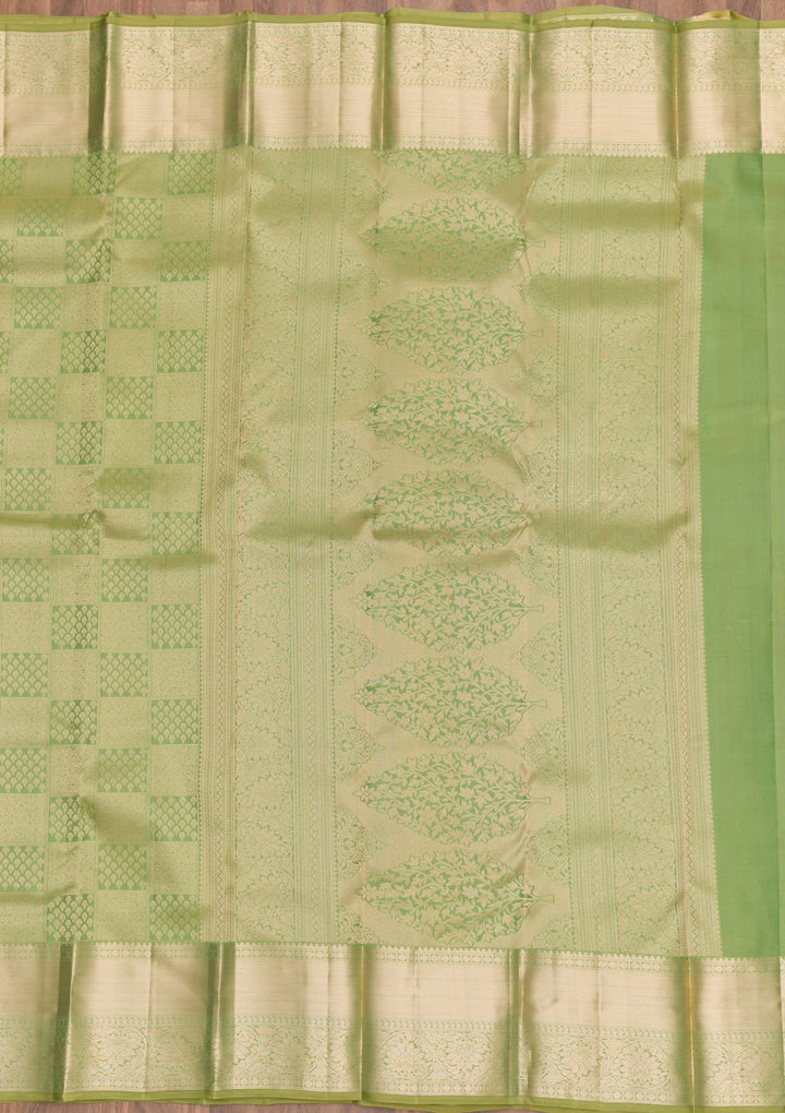 Pista Green Zariwork Pure Silk Saree-Koskii