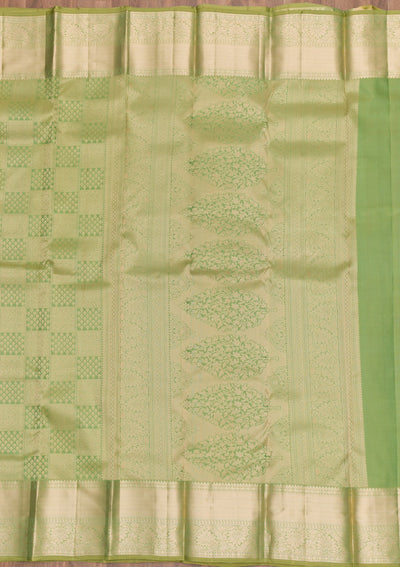 Pista Green Zariwork Pure Silk Saree-Koskii