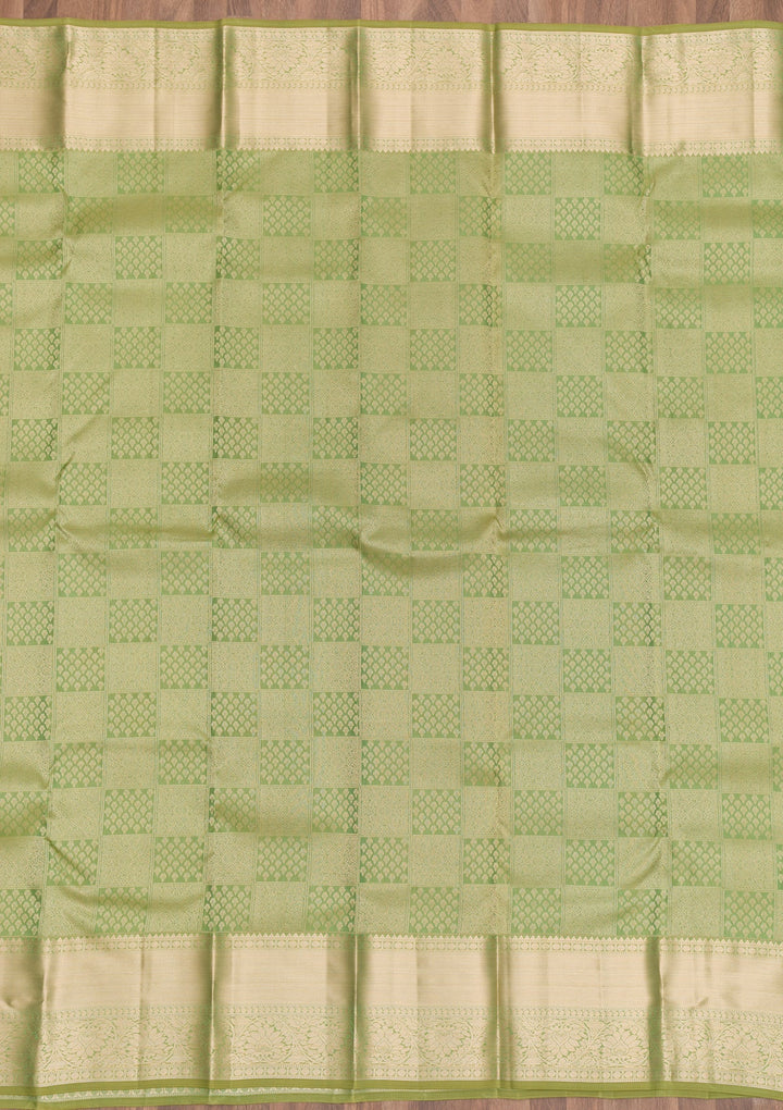 Pista Green Zariwork Pure Silk Saree-Koskii