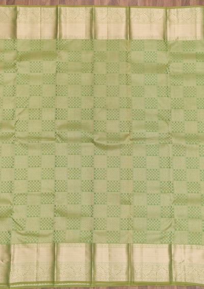 Pista Green Zariwork Pure Silk Saree-Koskii