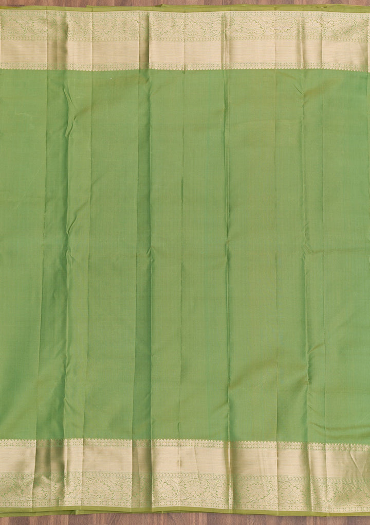 Pista Green Zariwork Pure Silk Saree-Koskii