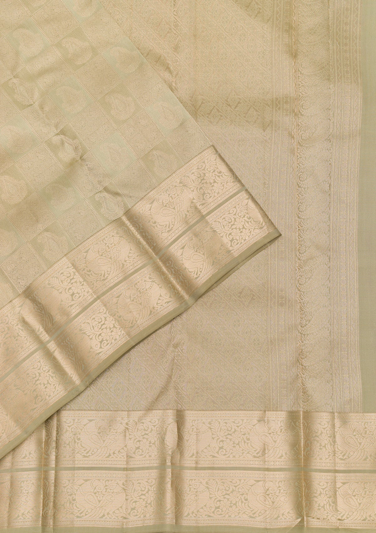 Pista Green Zariwork Pure Silk Saree-Koskii