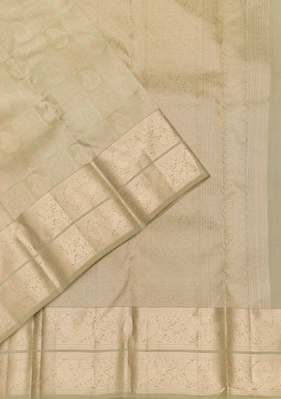 Pista Green Zariwork Pure Silk Saree-Koskii