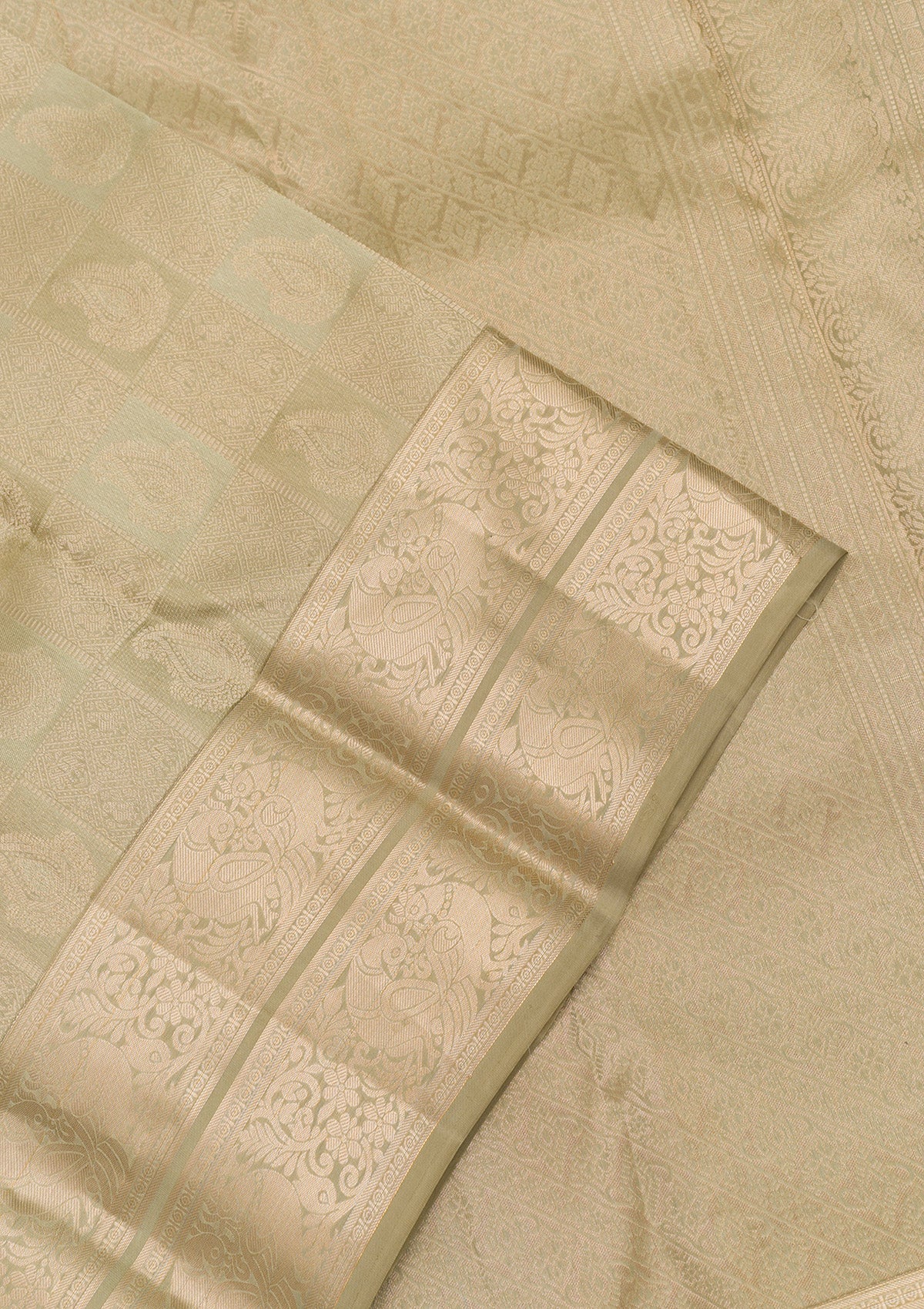 Pista Green Zariwork Pure Silk Saree-Koskii