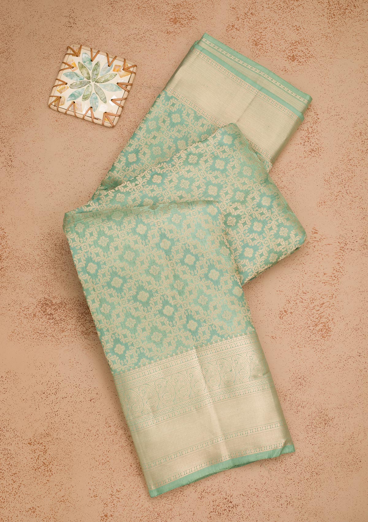 Pista Green Zariwork Pure Silk Saree-Koskii