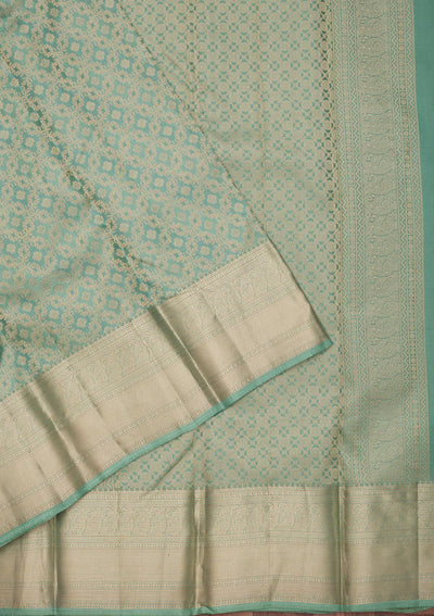 Pista Green Zariwork Pure Silk Saree-Koskii