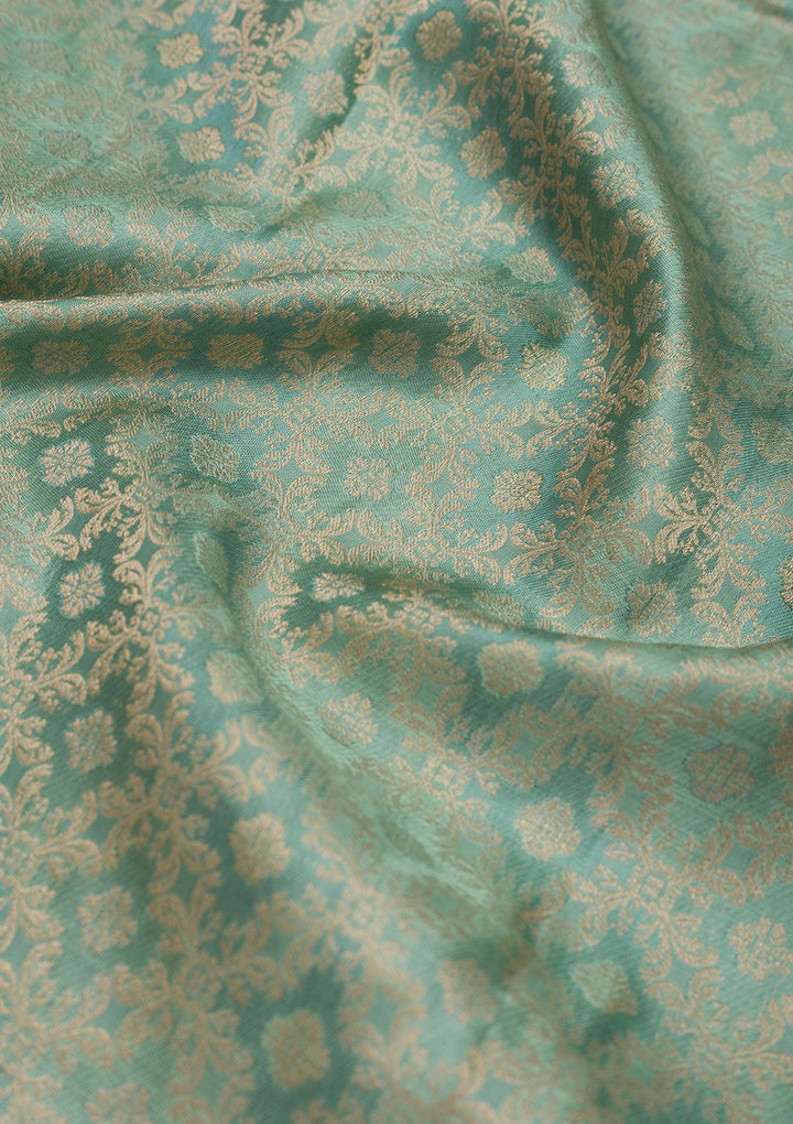 Pista Green Zariwork Pure Silk Saree-Koskii