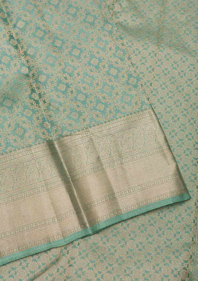 Pista Green Zariwork Pure Silk Saree-Koskii