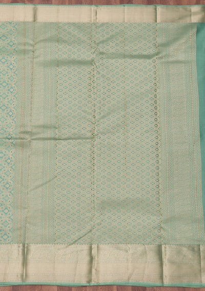Pista Green Zariwork Pure Silk Saree-Koskii