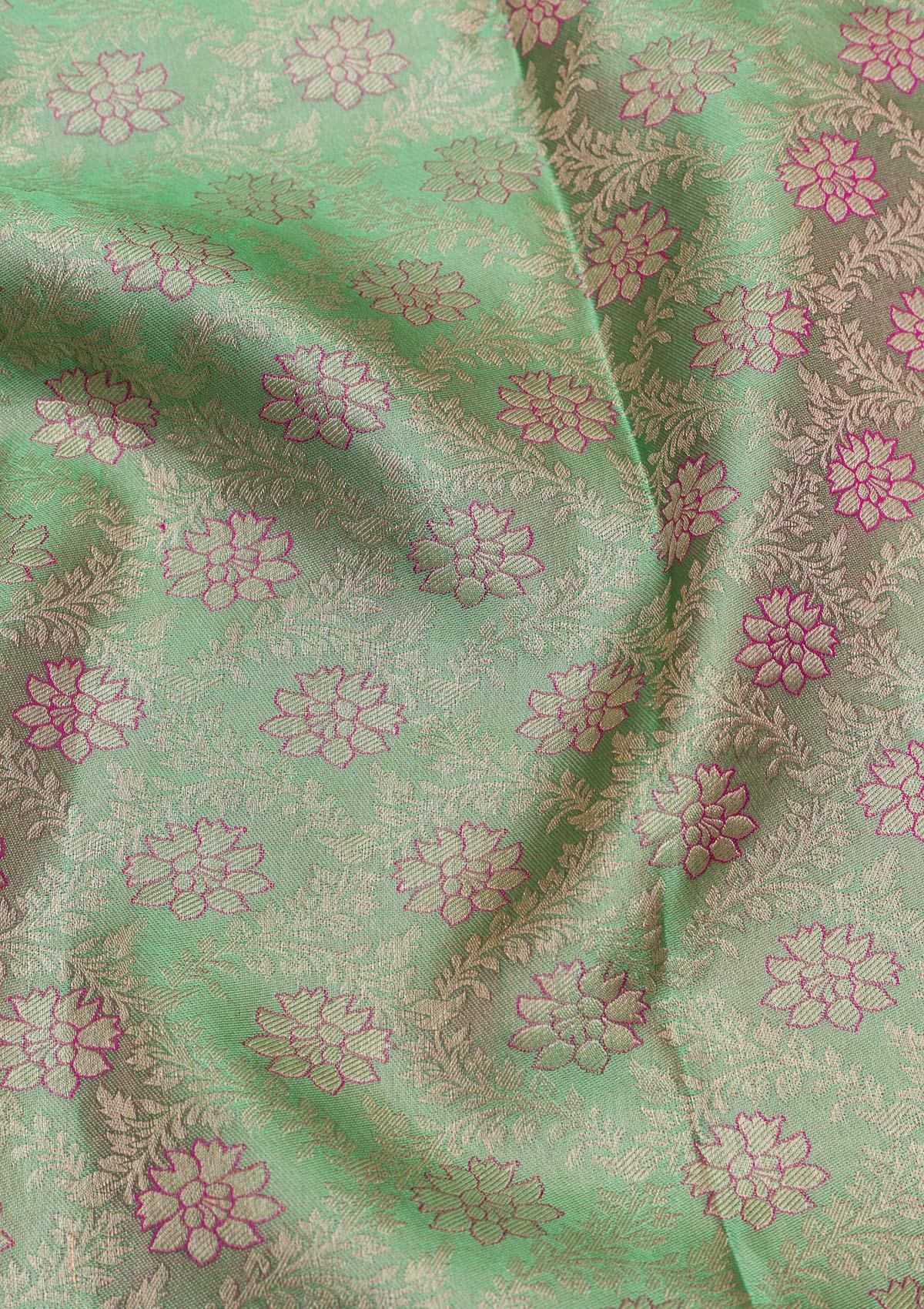 Pista Green Zariwork Pure Silk Saree-Koskii