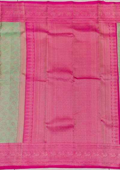 Pista Green Zariwork Pure Silk Saree-Koskii