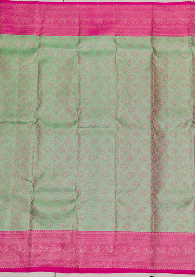 Pista Green Zariwork Pure Silk Saree-Koskii